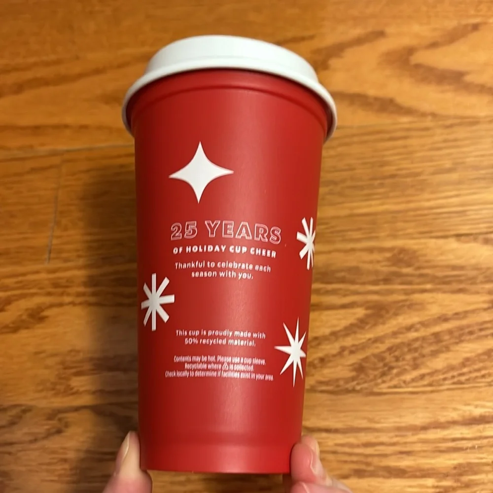 NEW Starbucks 25th Anniversary 16oz Red Christmas Cup Tumbler 2022 Reusable